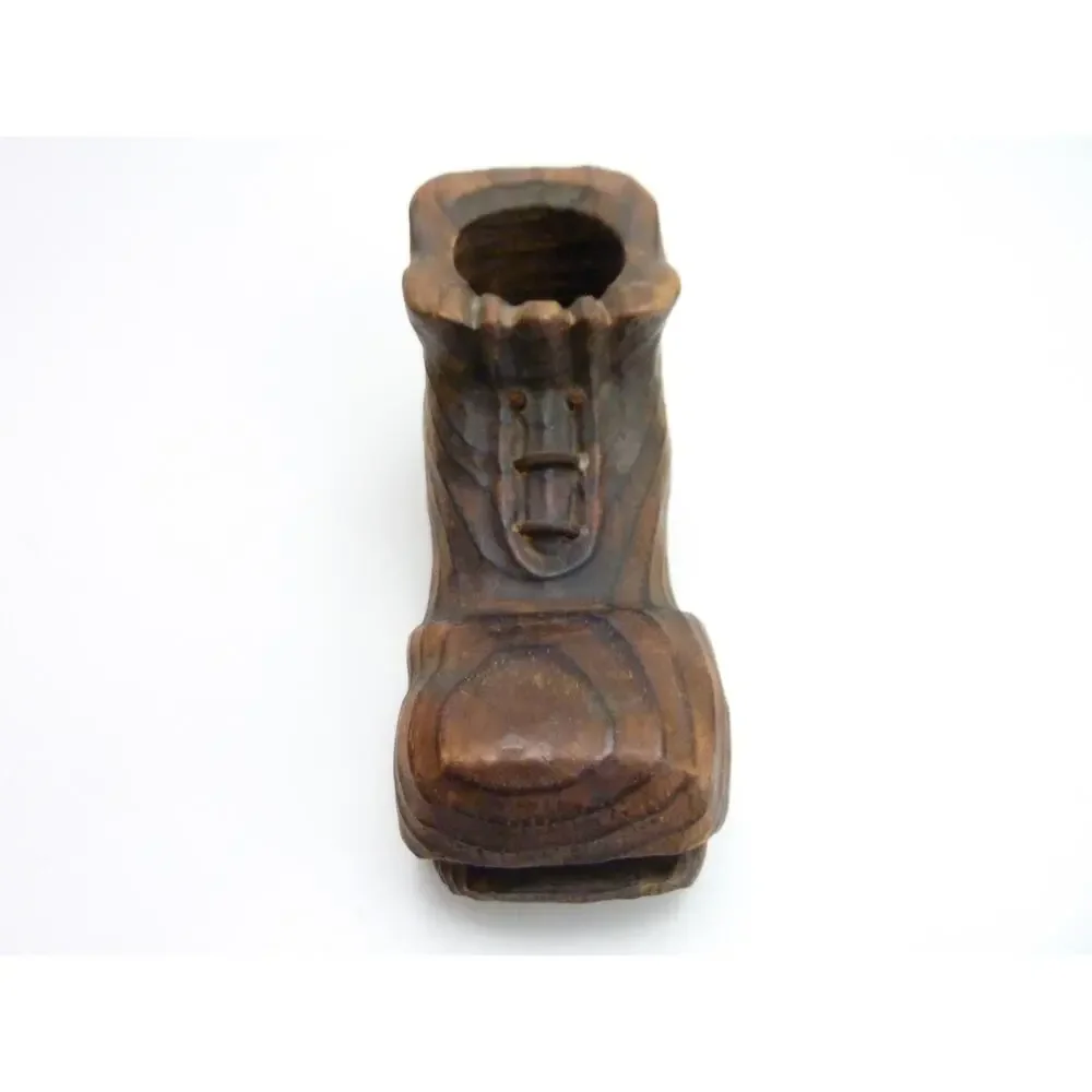 Vintage Handcrafted Wood Shoe/Boot Holds Glass Votive Candle